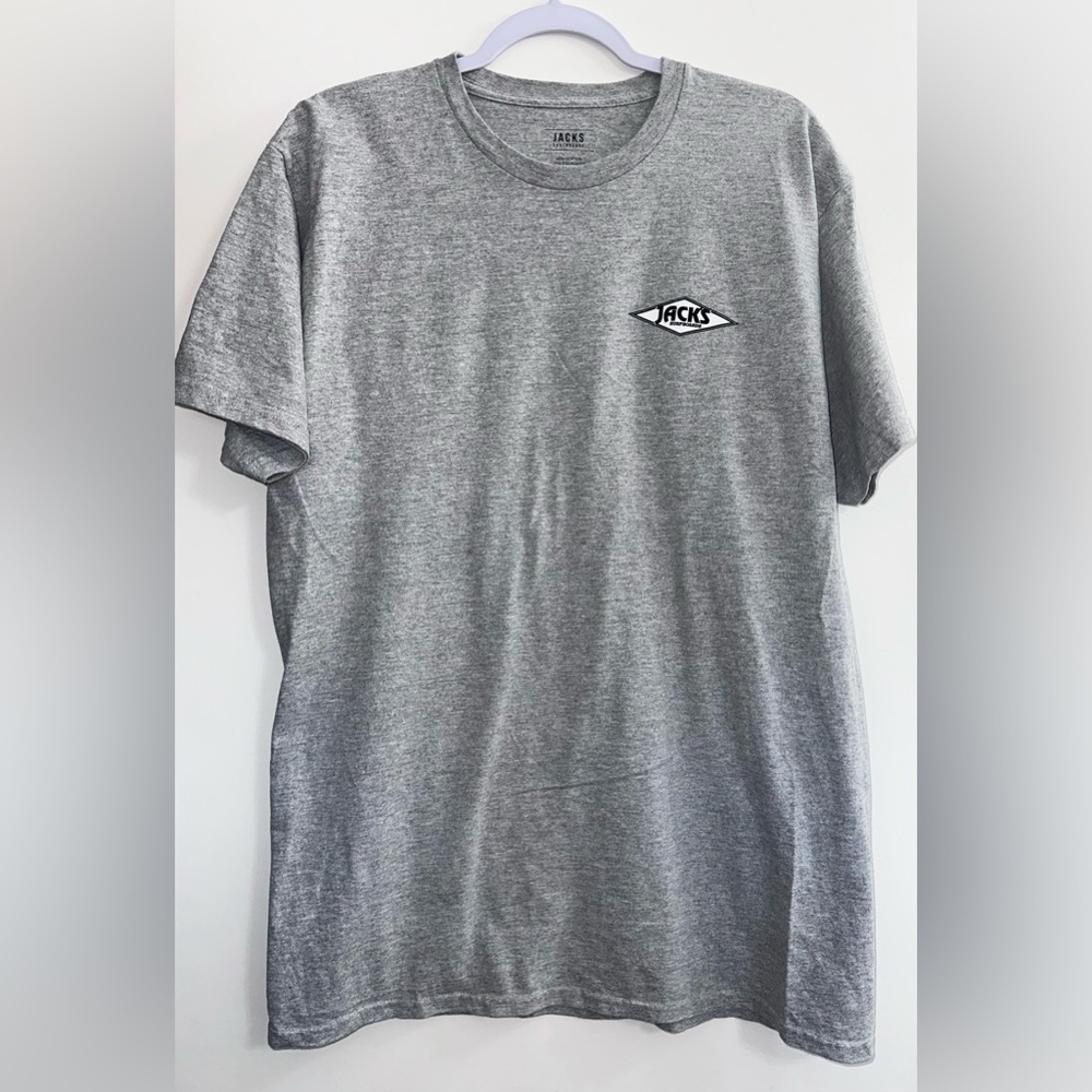 Jacks Surfboards Gray Logo T-Shirt Men’s Size M | Surf Skate Streetwear Tee